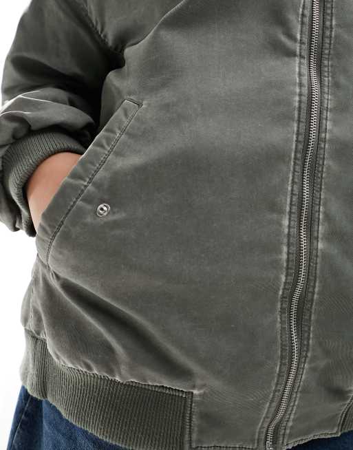 ASOS DESIGN Curve – Stentvättad bomberjacka i oversize, 3 av 4