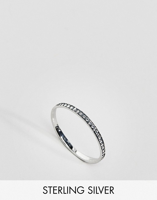 ASOS DESIGN Curve Sterling Silver Engraved Ball Detail Ring