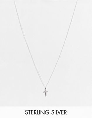 ASOS DESIGN Curve sterling silver necklace with cross pendant