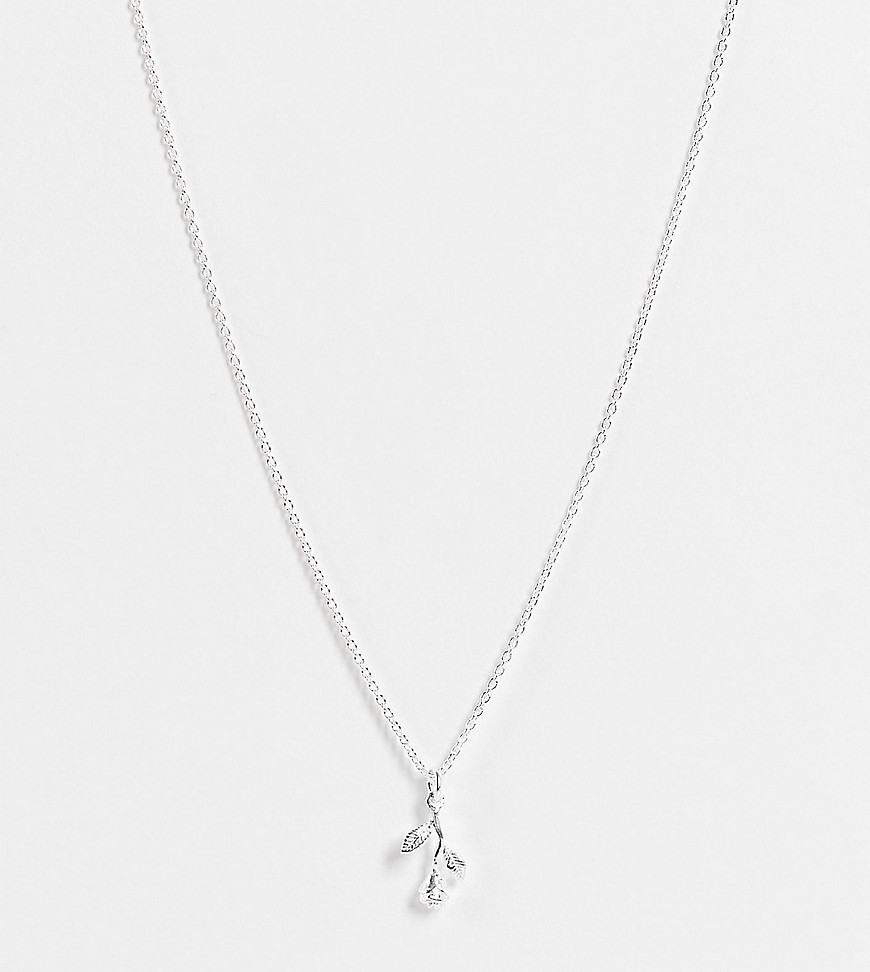 ASOS DESIGN Curve sterling silver necklace with rose pendant