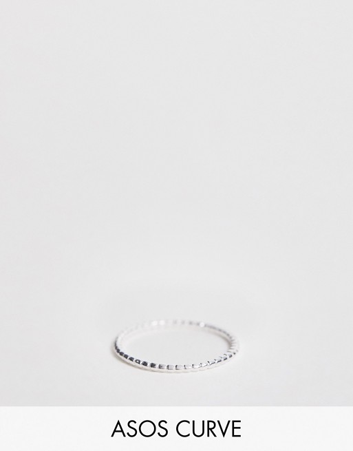 ASOS DESIGN Curve Sterling silver ring in mini ball design