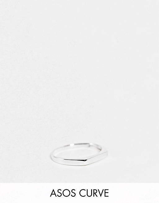 ASOS DESIGN CURVE sterling silver ring in signet bar design