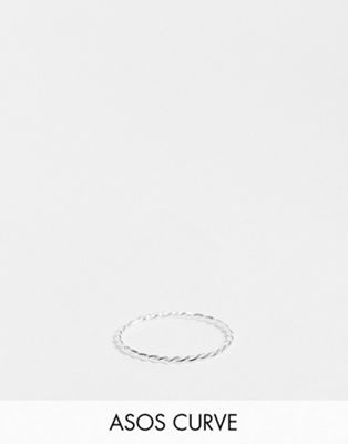 ASOS DESIGN Curve sterling silver ring in twist design