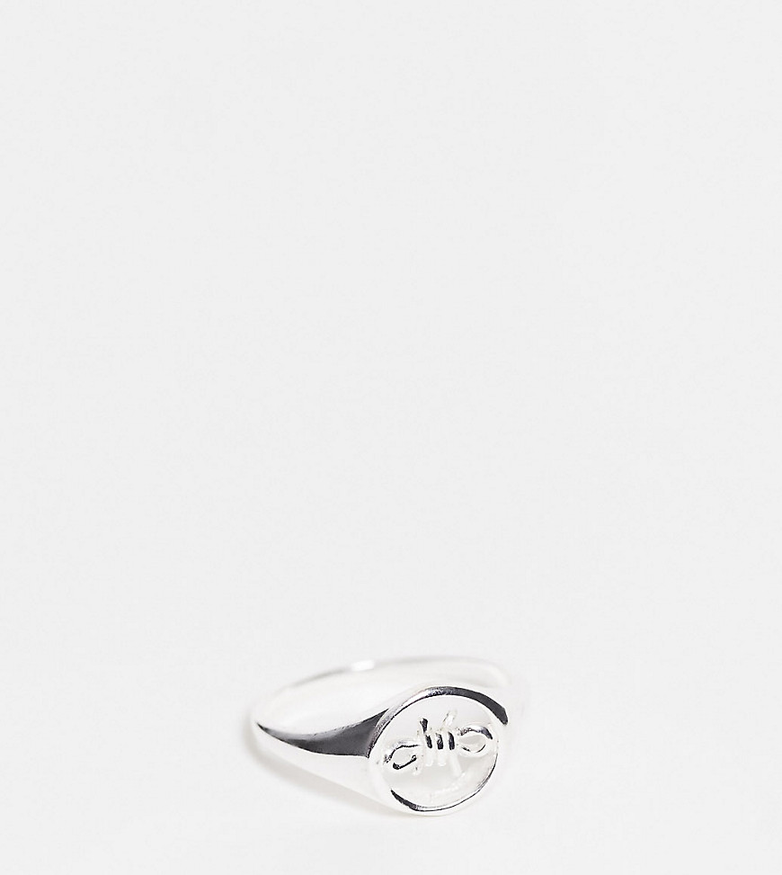 ASOS DESIGN Curve sterling silver ring with barbed wire design