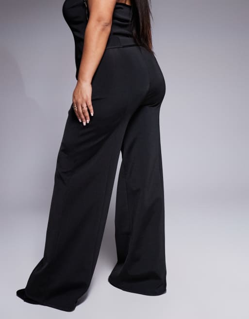 ASOS DESIGN Curve straight leg bandage pants in black - part of a set, 4 of 5