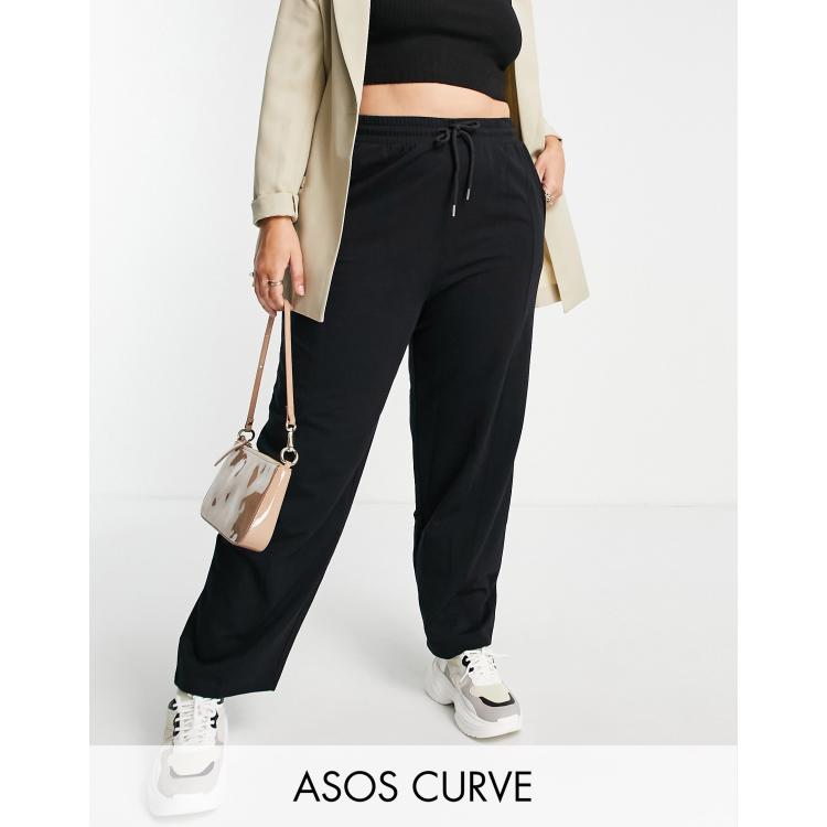 ASOS DESIGN straight leg jogger with deep waistband and pintuck in cotton  in grey marl - BLACK, ASOS