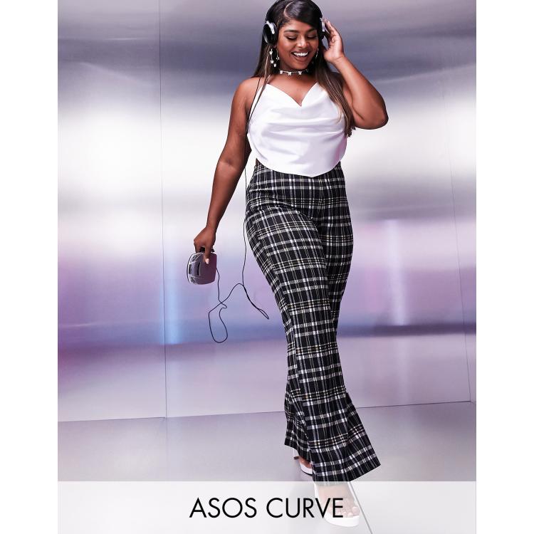 ASOS DESIGN Curve straight leg pant in check print