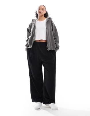 ASOS DESIGN ASOS DESIGN Curve straight leg pull on trousers in black