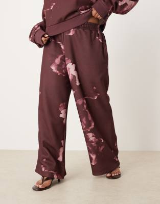 Asos Curve Asos Design Curve Straight Leg Sweatpants With All Over Floral Design In Purple