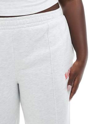 Shop Asos Curve Asos Design Curve Straight Leg Sweatpants With Marseille Embroidered Graphic