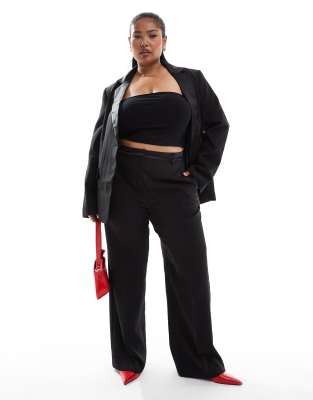 Asos Design Curve Straight Leg Tailored Tux Trouser In Black