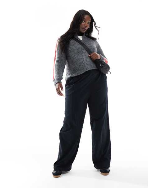 ASOS DESIGN Curve straight leg trackies in black - view 1