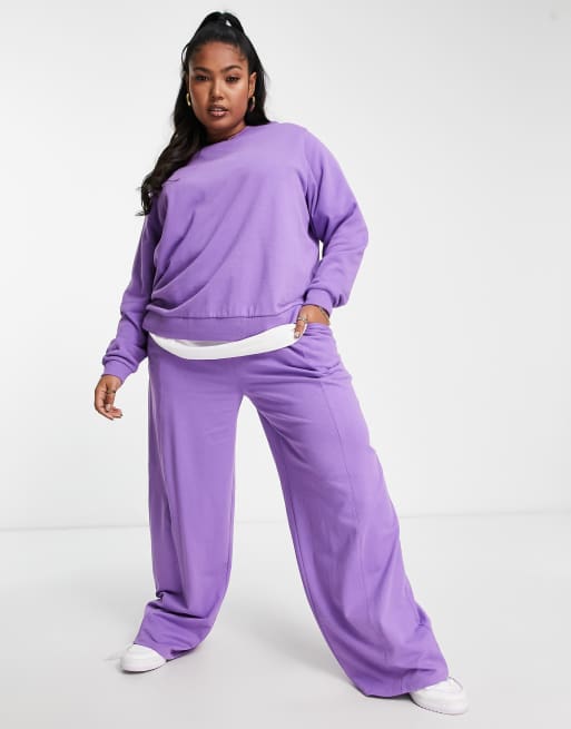 ASOS DESIGN Curve straight leg trackies in purple