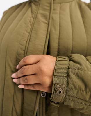 ASOS DESIGN Curve straight line quilted cotton jacket in