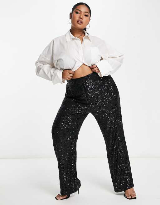 Plus size black hot sale ankle grazer trousers