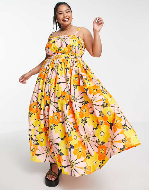 Floral strappy midi skater dress sale