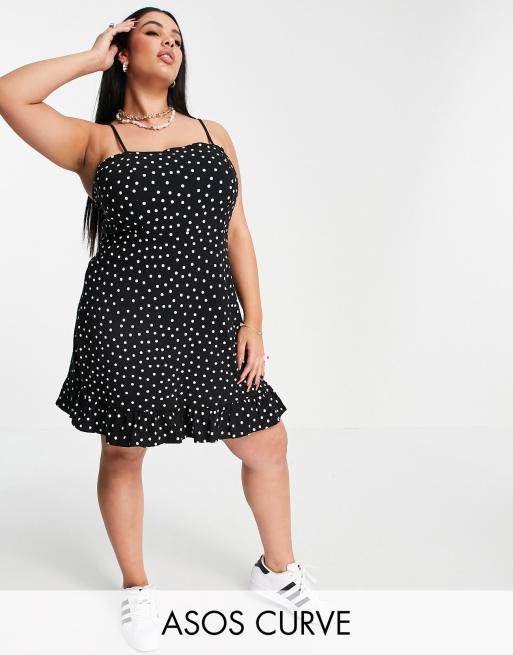 Asos curve polka dot dress online