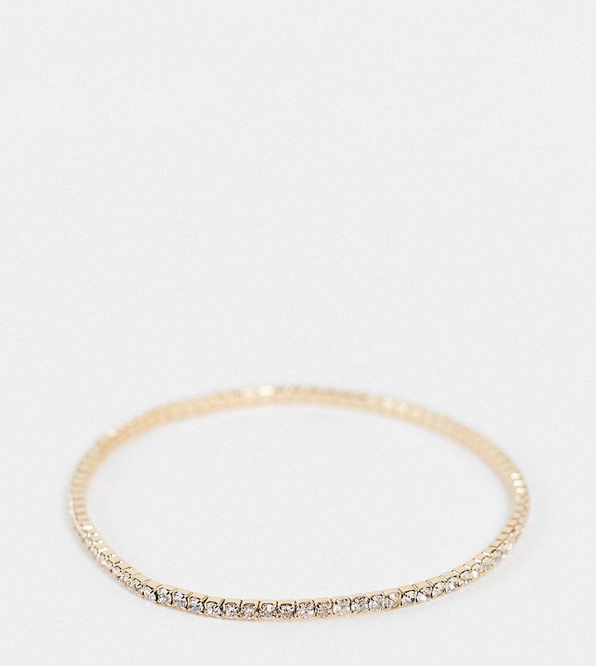ASOS DESIGN Curve – Stretch-Armband in Gold mit Kristallverzierung-Goldfarben