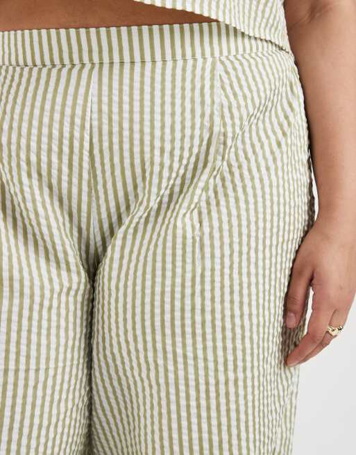 ASOS DESIGN Curve - Stribede bukser med volumen i seersucker - Del af sæt, 5 af 5