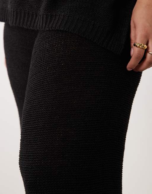 ASOS DESIGN Curve – Strickhose in Schwarz mit Zierband, Kombiteil, 2 von 5