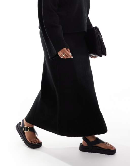 ASOS DESIGN Curve - Strikket maxinederdel med A-form i sort - Del af sæt, 2 af 5
