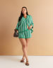 ASOS DESIGN Curve stripe scallop edge knit shorts in green - part of a set