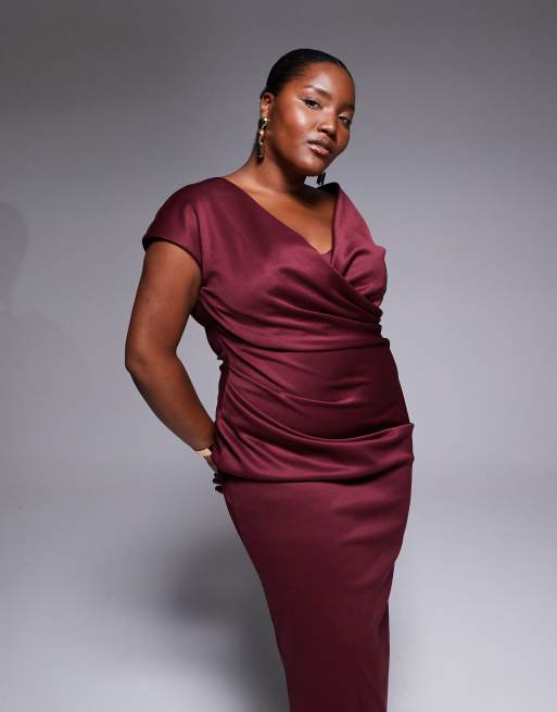 plus size draped midi dress Yours London Women's Plus Size Black Drape Front Midi Dress Size 18