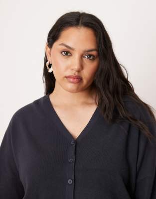 Asos Curve Asos Design Curve Structured Waist Clean Cardigan In Blue