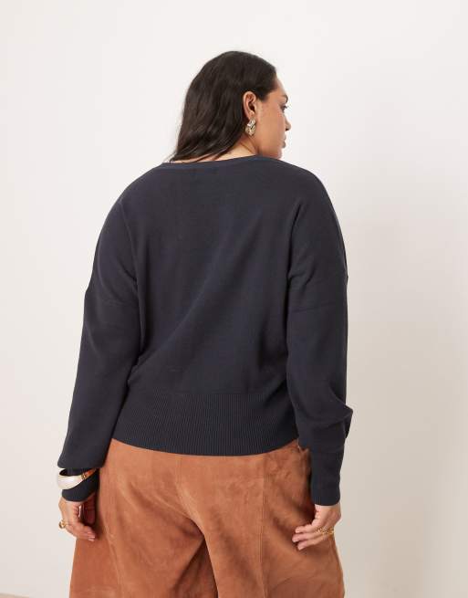 ASOS DESIGN Curve structured waist clean cardigan in navy