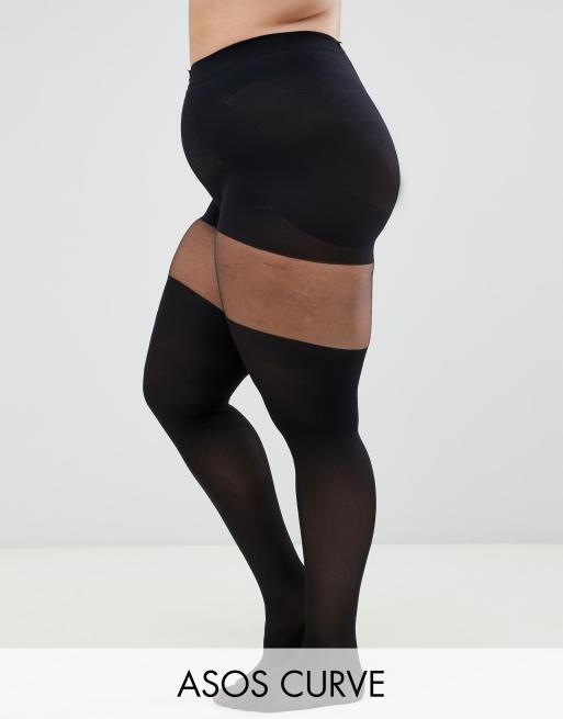 Asos Design Curve Strumpfhose In Overknee Optik Mit Stutzfunktion In Schwarz Asos