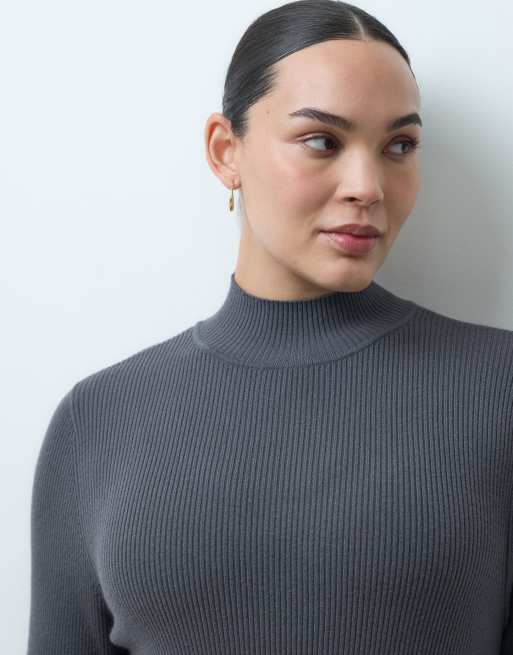 ASOS DESIGN Curve sukienka maxi z golfem w kolorze charcoal, 2 z 4