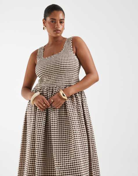 ASOS DESIGN Curve sukienka maxi z marszczeniem w kolorze kremowym - view 1