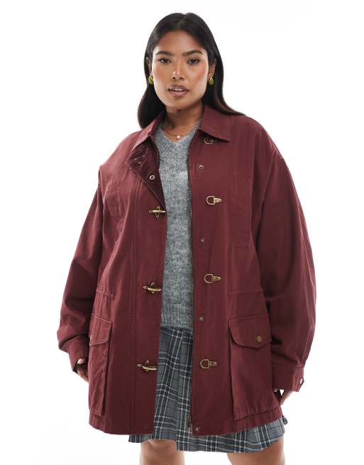 ASOS DESIGN Curve summer lightweight parka in burgundy