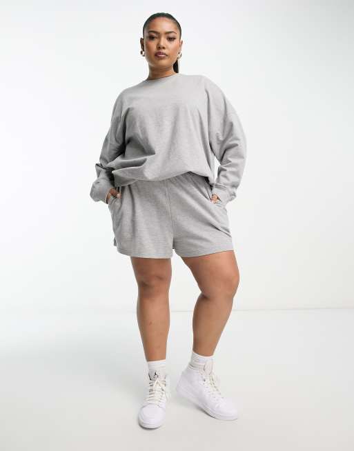 ASOS DESIGN Curve summer weight boxy sweatshirt in gray heather