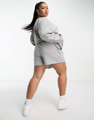 ASOS DESIGN Curve summer weight slouchy sweat short in grey marl - ASOS Price Checker