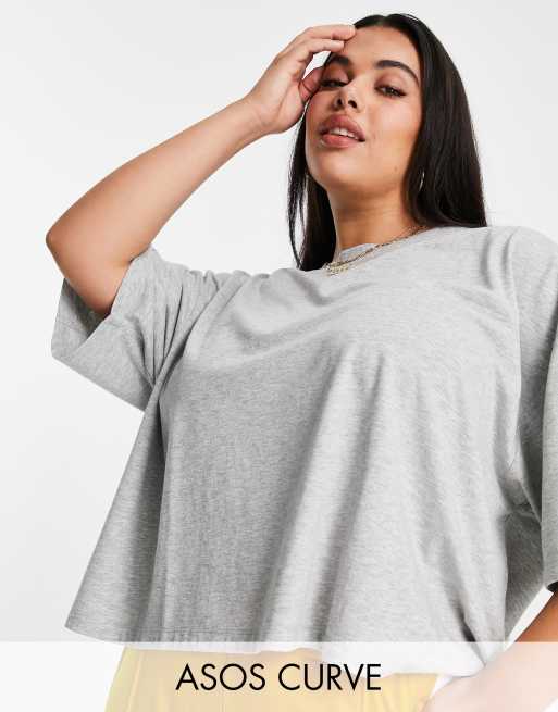 Asos Design Curve Super Oversize T Shirt In Kalkgrau Mit Seitenschlitz Asos 0283