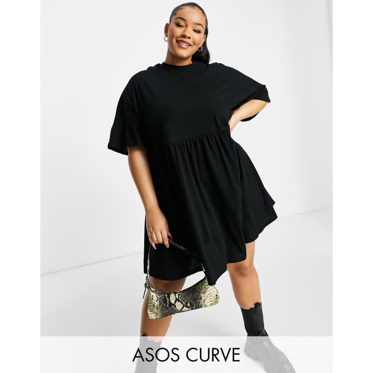 asos oversized smock dress ASOS LUXE Curve oversized organza mini smock dress with floral embroidery  in green