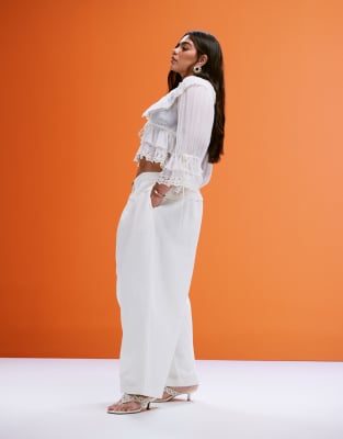 Asos Design Curve Super Oversized Laundered Pants With Seam Detail