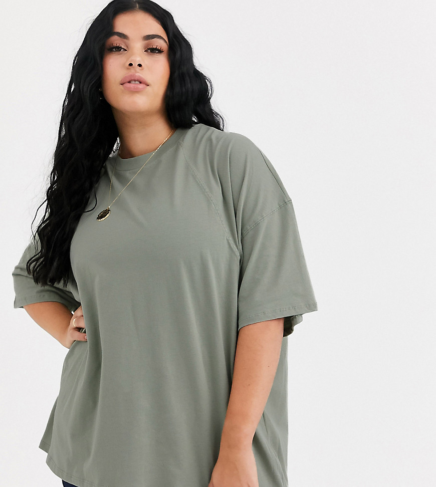 ASOS DESIGN Curve super oversized t-shirt in sage-Green