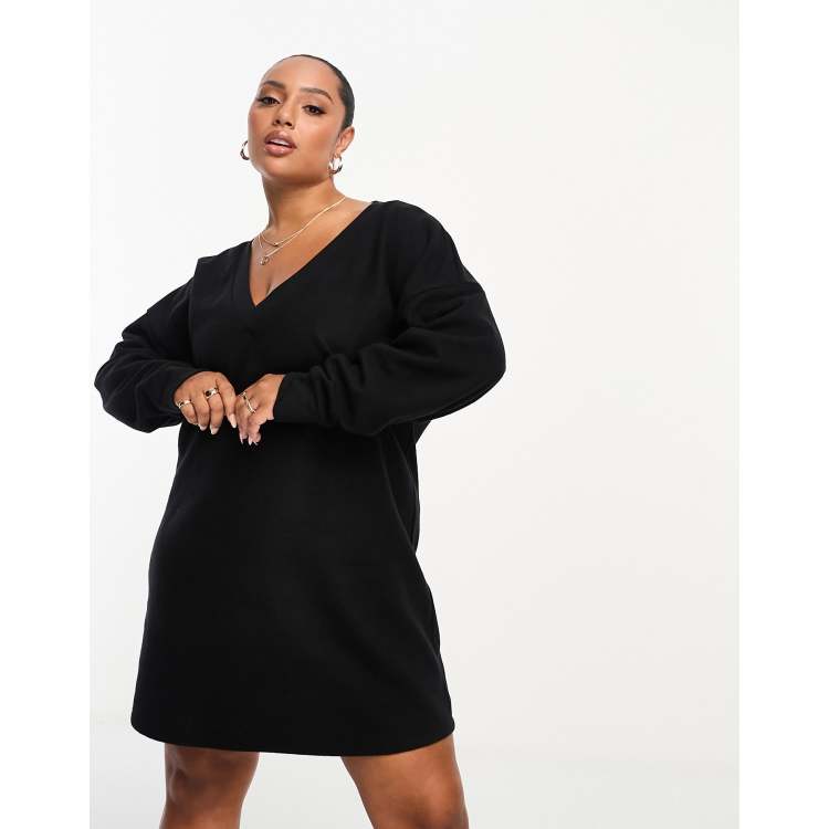 open lace back dress Clare Plus Size Long Sleeve Short Party Dress Hello Curve