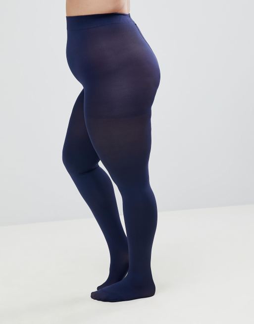 ASOS DESIGN Curve super stretch 90 denier tights in navy, 2 of 2