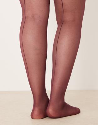 Asos Curve Asos Design Curve Super Stretch Tights With Jive Back Seams In Red
