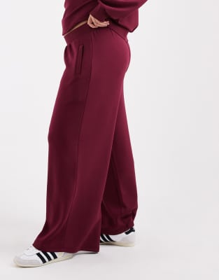 Asos Curve Asos Design Curve Super Wide Leg Sweatpants In Burgundy