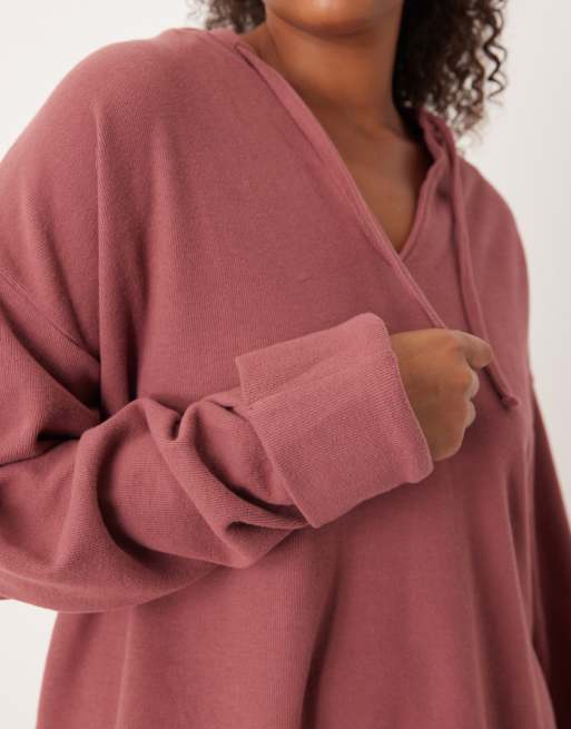 ASOS DESIGN Curve - Superblød hættetrøje med opsmøgede ærmer, 3 af 4