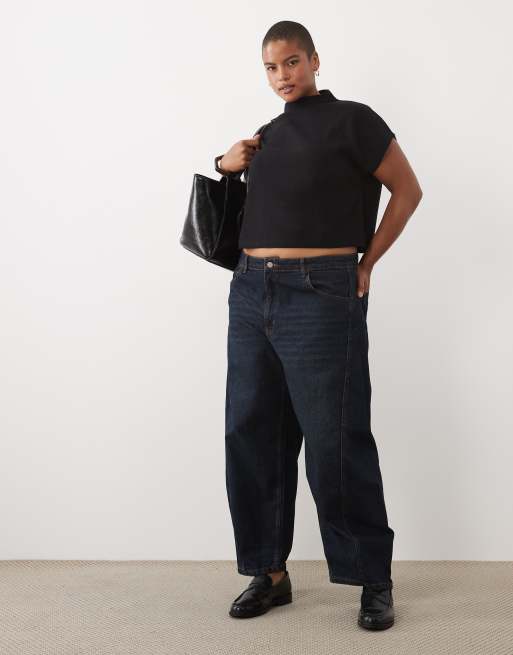 ASOS DESIGN Curve supersoft boxy crop top in black, 4 of 4