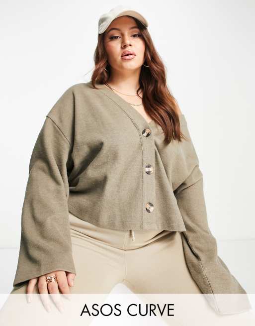ASOS DESIGN Curve supersoft cardigan in taupe marl  - BEIGE