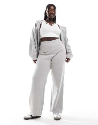 ASOS Curve ASOS DESIGN Curve supersoft co-ord wide leg jogger in grey marl - GREY