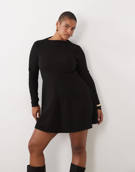 ASOS DESIGN curve supersoft grown on neck long sleeve dress, 2 of 4