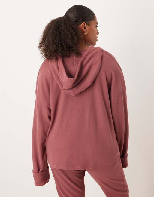 ASOS DESIGN Curve Supersoft hoodie with turn back cuff detail - TAN, 4 of 4