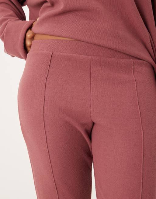 ASOS DESIGN Curve Supersoft seam detail kick flare trouser in dark rose - BROWN, 2 of 5